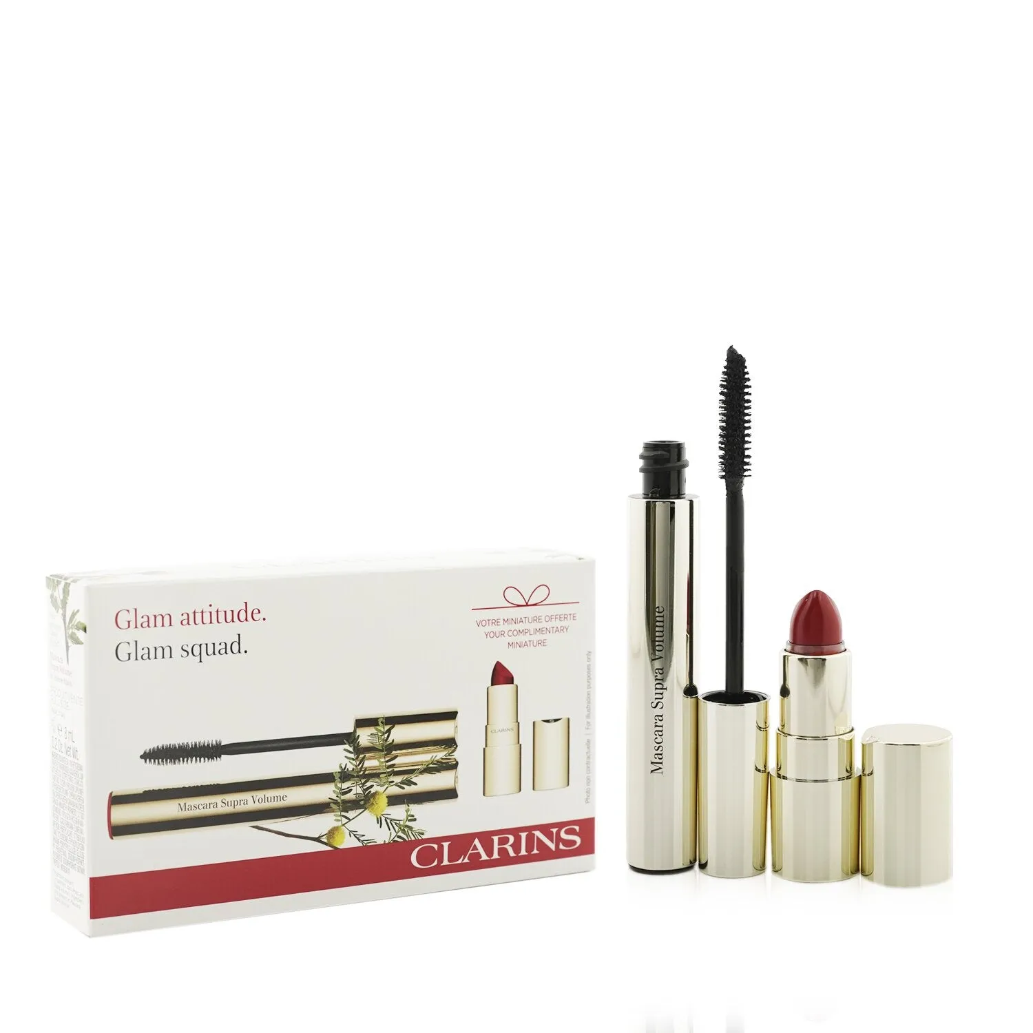 Clarins Supra Volume Mascara   Joli Rouge Set  2pcs