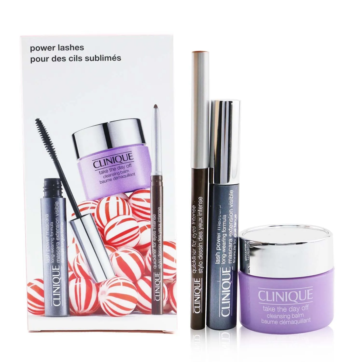 Clinique Lash Power Extension Visible Mascara Kit (1x Mascara 6ml   1x Quickliner 0.14g  1x Cleansing Balm 15ml)  3pcs