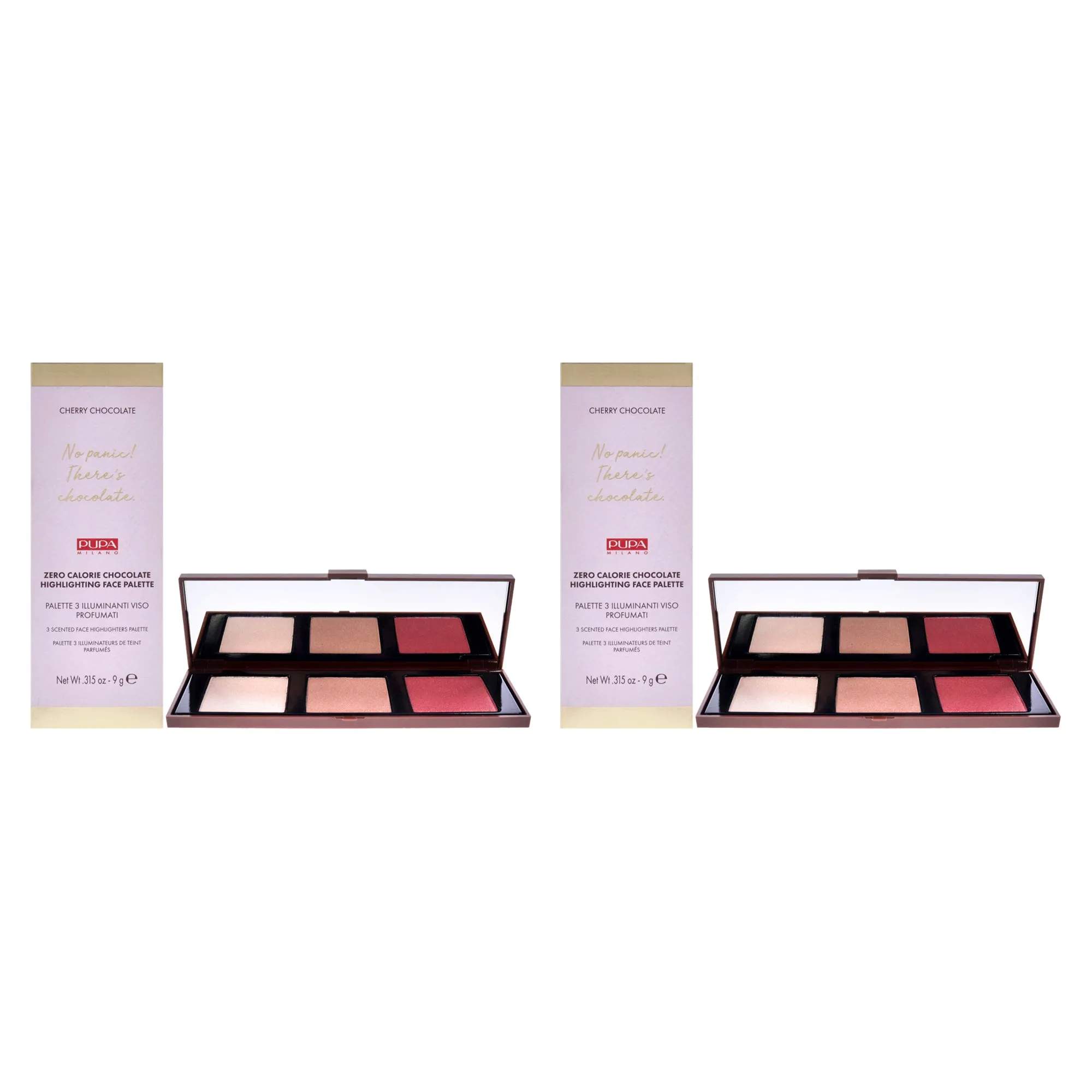 Pupa Milano Zero Calorie Chocolate Highlighter Palette - 001 Cherry Chocolate by Pupa Milano for Women - 0.315 oz Highlighter - Pack of 2