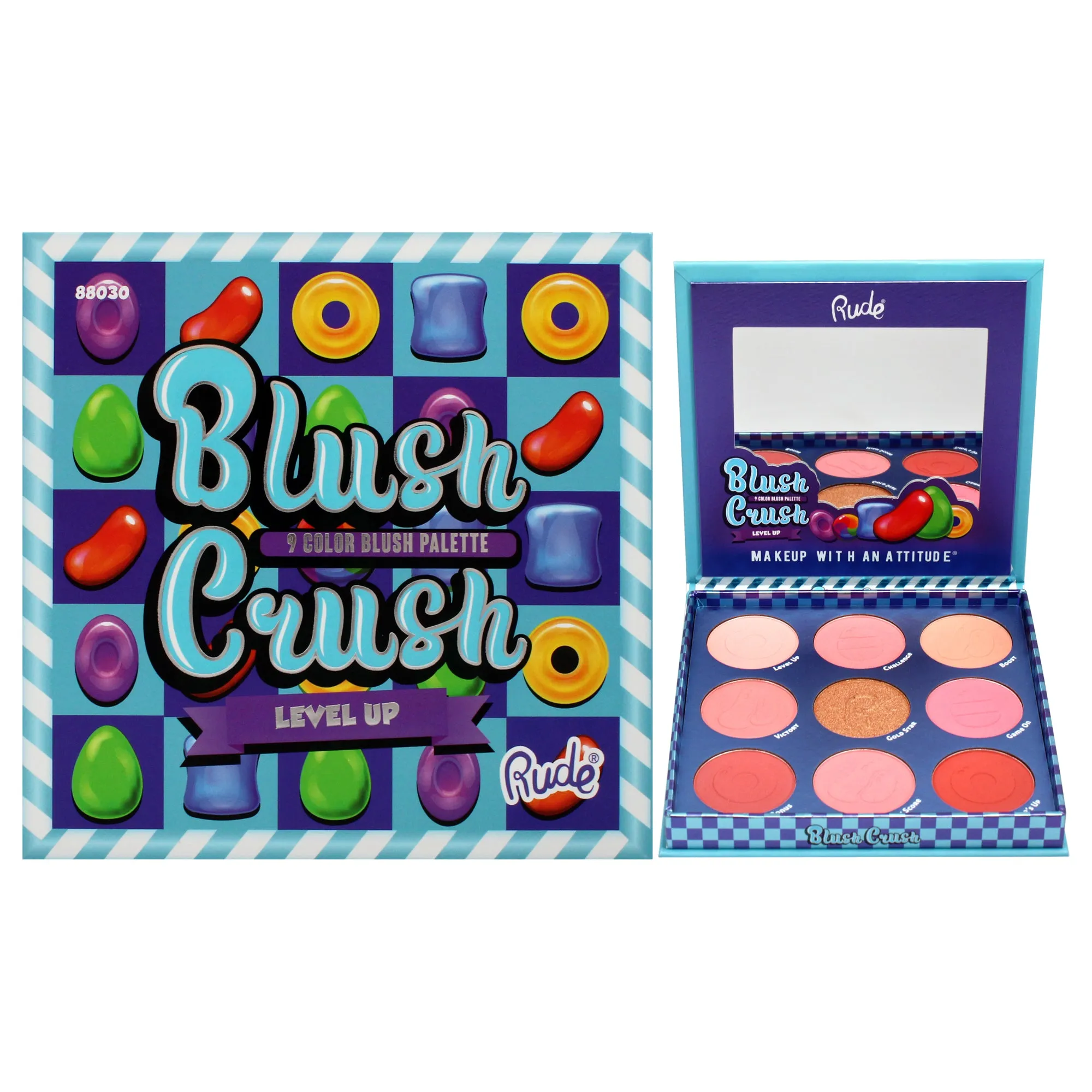 Rude Cosmetics Blush Crush 9 Color Blush Palette - Level Up by Rude Cosmetics for Women - 0.67 oz Palette